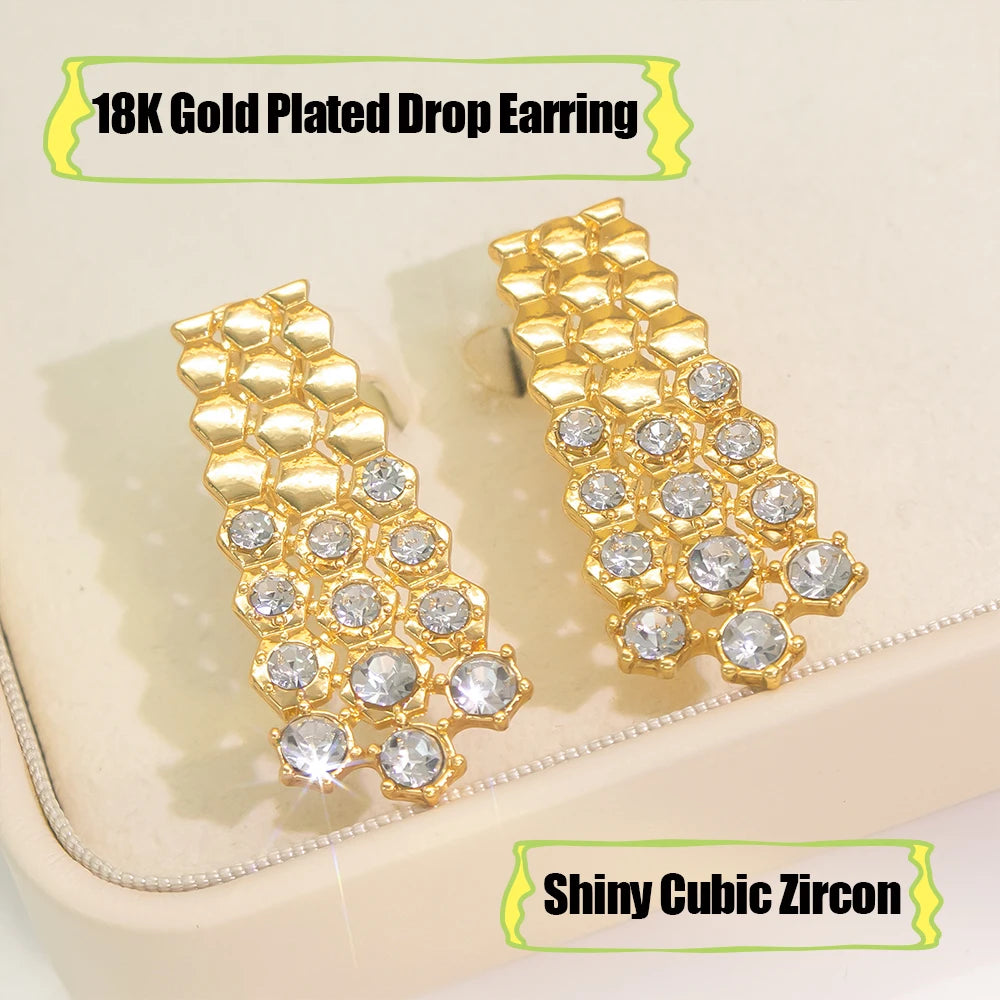 GZJPEI Zircon Jewelry Set With Necklace Bracelet Earrings And Ring