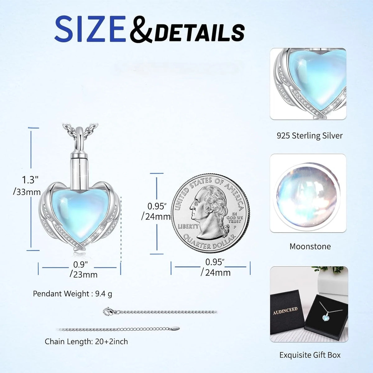 DRINSPER Sterling Silver Cremation Urn Necklace Memorial Pendant for Ashes