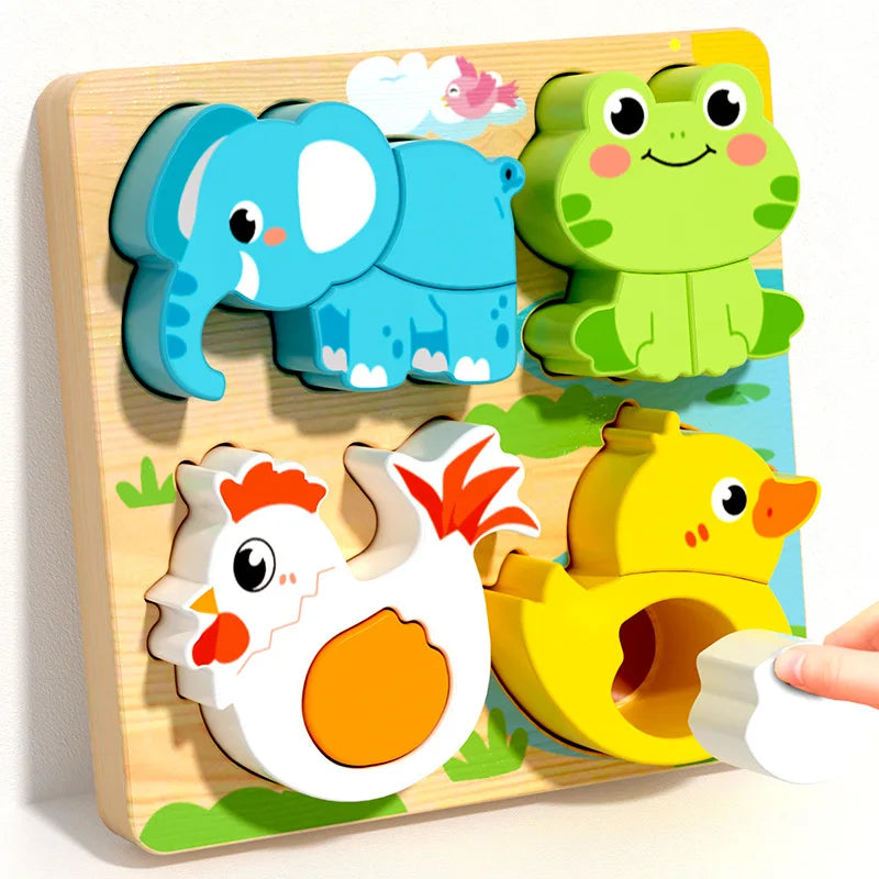 Montessori Toy Wooden Building Blocks Early Learning Educational Toys Color Shape Match Kids Puzzle Toys For Children Boys Girls
