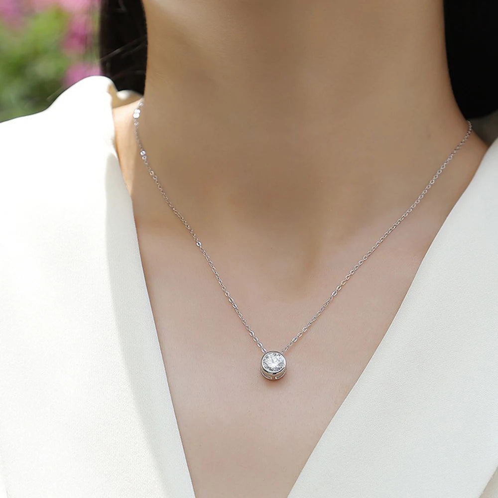 CBTB Sterling Silver Moissanite Cross Pendant Necklace