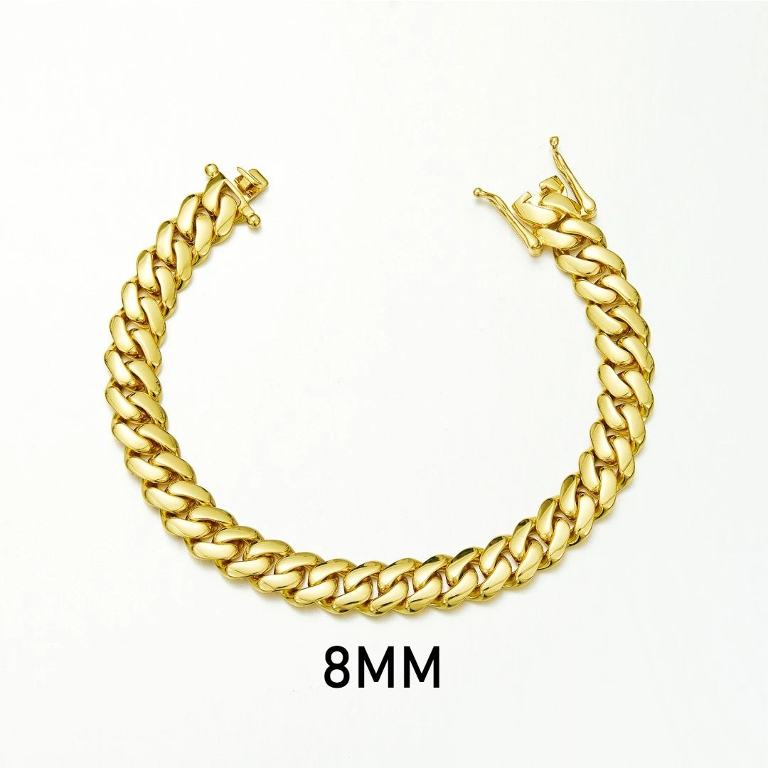 8-14mm Punk Rock Stainless Steel Rhombus Cuban MIami Link Chain Bracelets for Men Hip Hop Rock Jewelry Gold Color Jewelry Gift