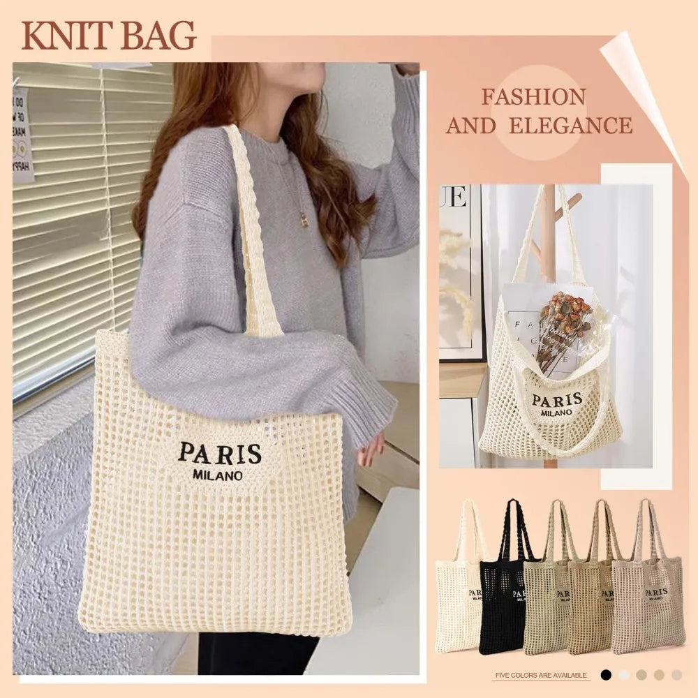 HATISAN Crochet Mesh Tote Bag for Beach and Everyday Travel
