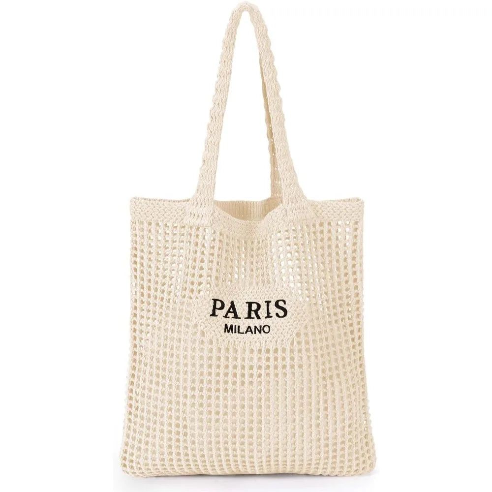 HATISAN Crochet Mesh Tote Bag for Beach and Everyday Travel