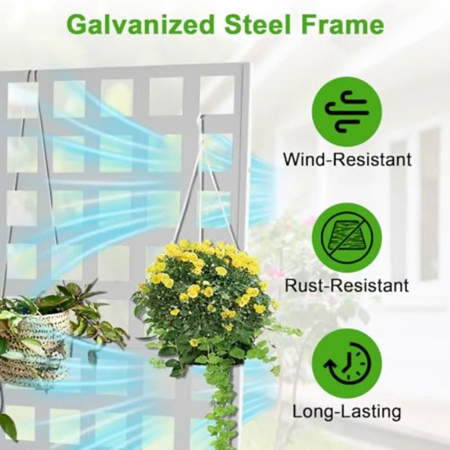 Metal Raised Garden Planter Box With Trellis And Wheels