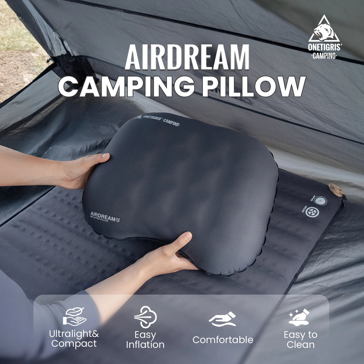 OneTigris Airdream Inflatable Camping Pillow for Travel and Backpacking