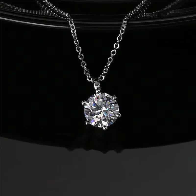 Moissanite Pendant Necklace With Sterling Silver Chain For Women