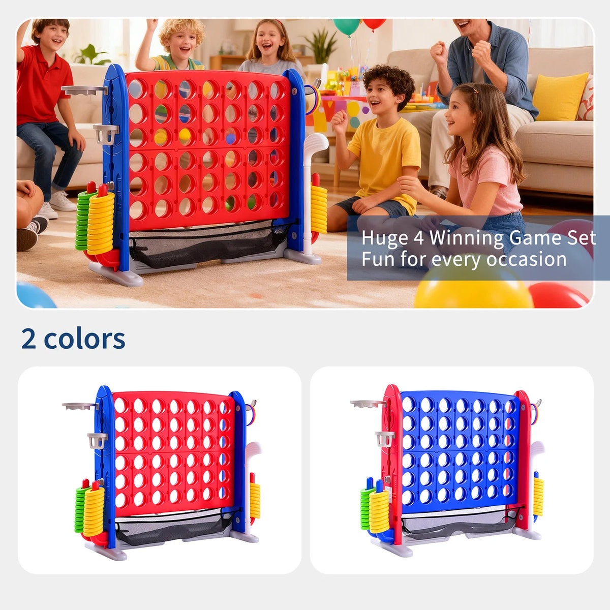 Giant Connect Game Set With Basketball Hoop And Ring Toss