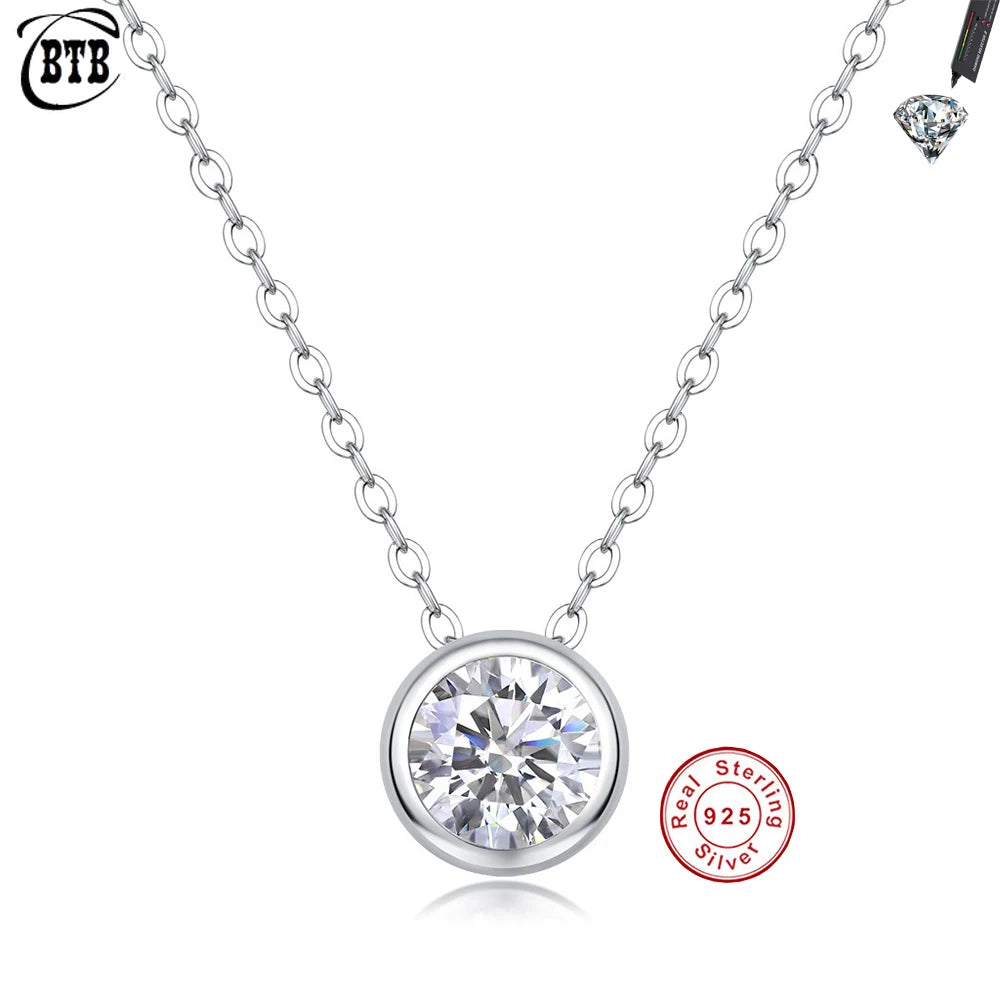 CBTB Sterling Silver Moissanite Cross Pendant Necklace
