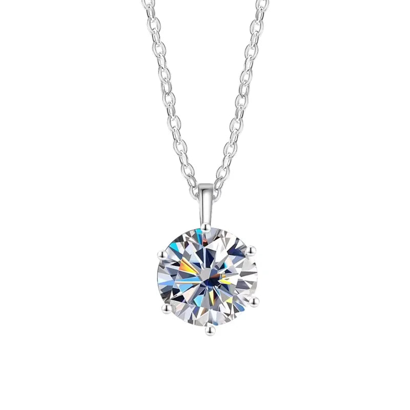 Moissanite Pendant Necklace With Sterling Silver Chain For Women