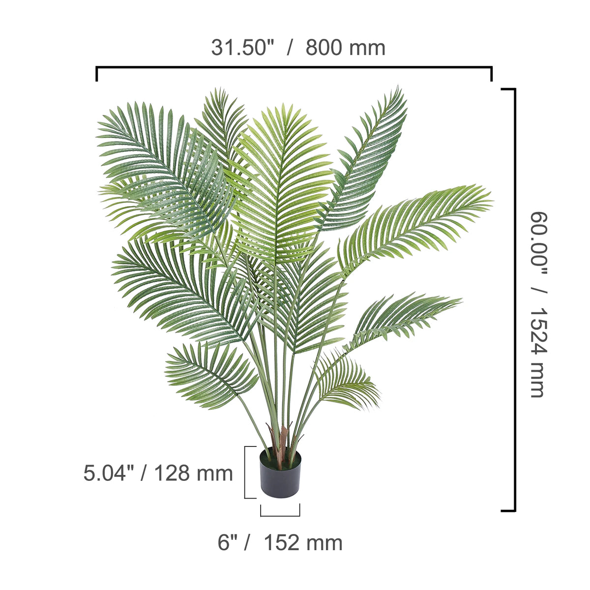 SucceBuy Artificial Palm Tree With Realistic Faux Foliage and Anti-Tip Design