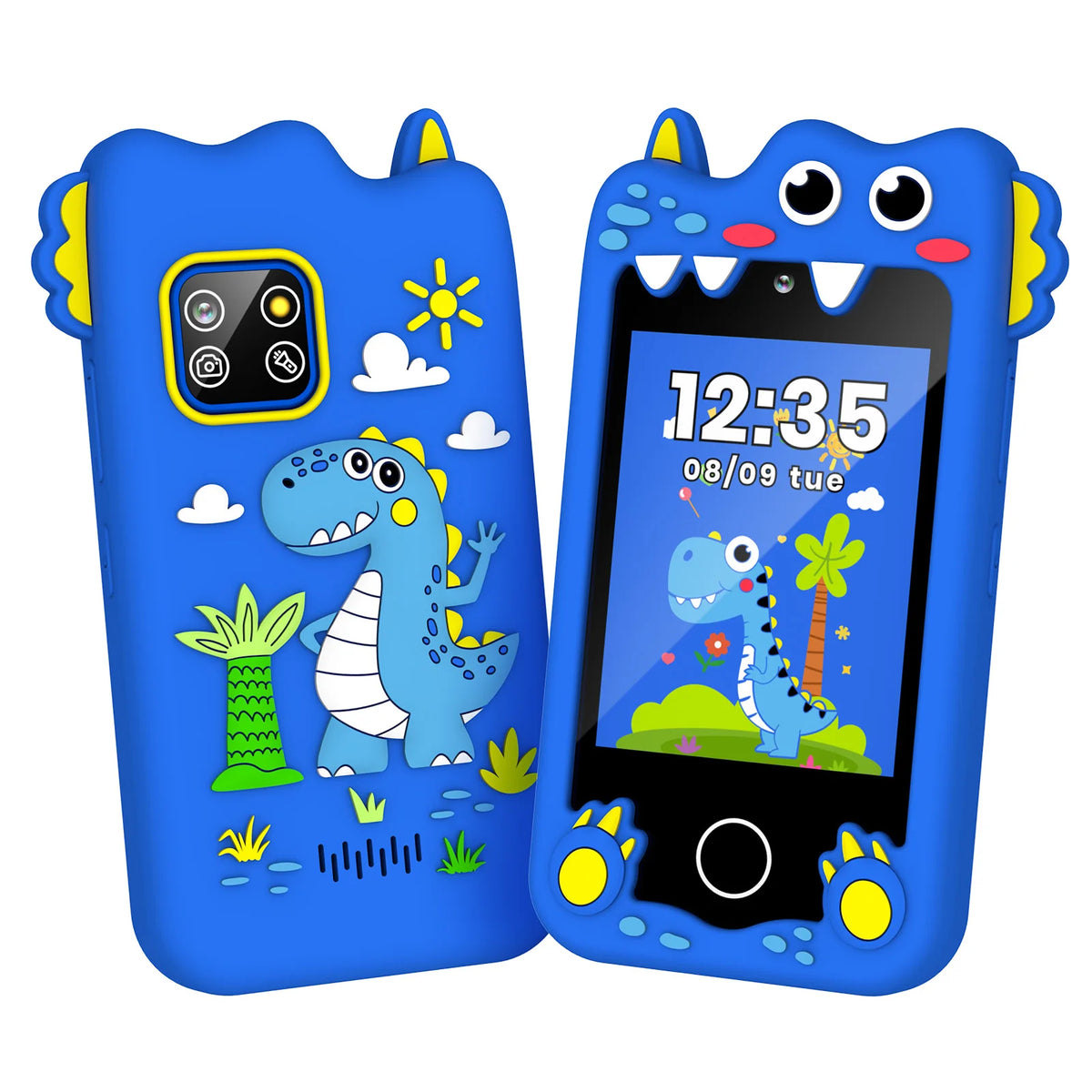 M SANMERSEN Dinosaur Kids Smart Phone for 3-6 Year Olds โ 2.8" Touchscreen, Dual Camera, 28 Learning Games, MP3 Music Player, 32GB SD Card โ Educational Toddler Phone Toy for Boys & Girls