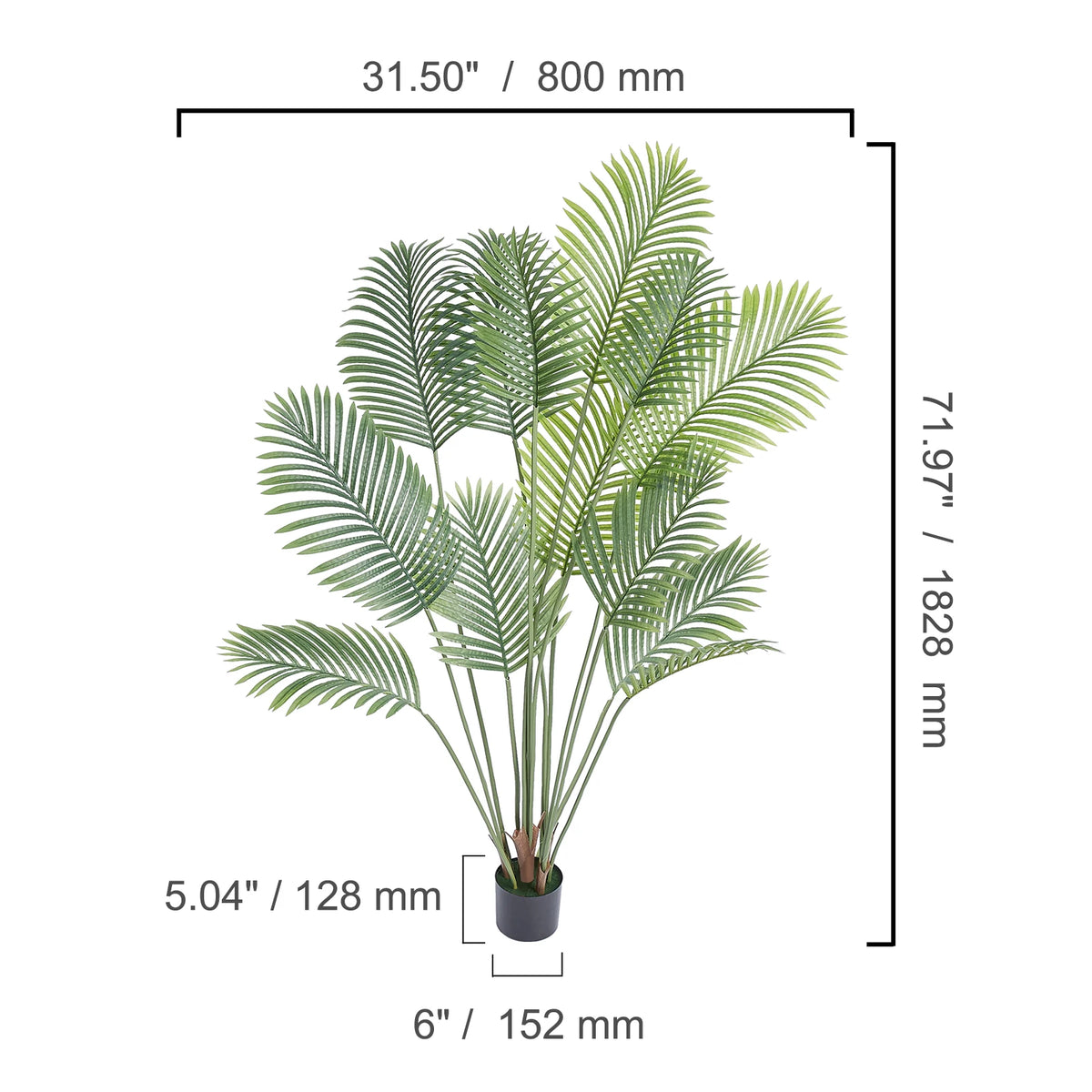 SucceBuy Artificial Palm Tree With Realistic Faux Foliage and Anti-Tip Design