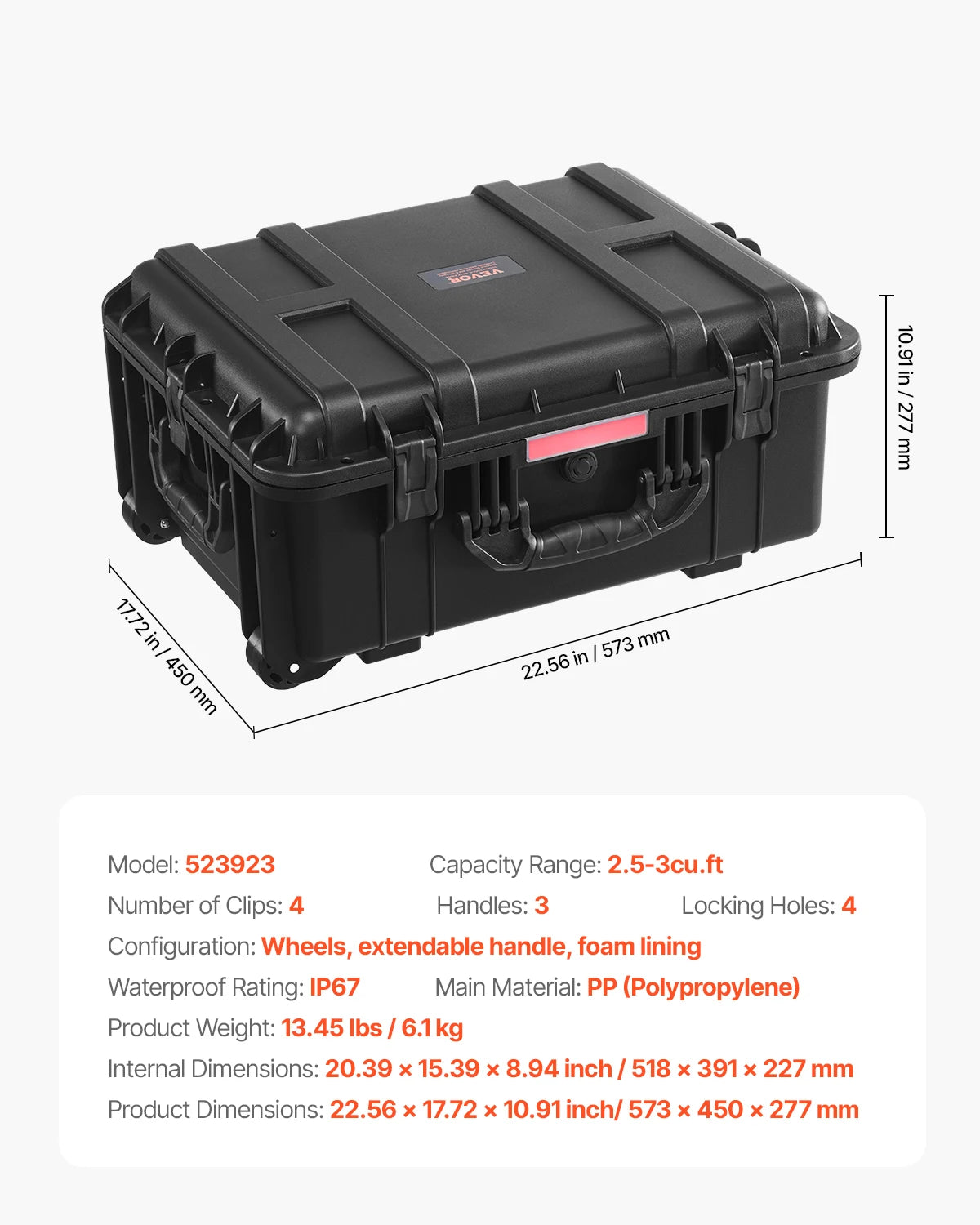 SucceBuy Waterproof Hard Case With Customizable Protective Foam Lining