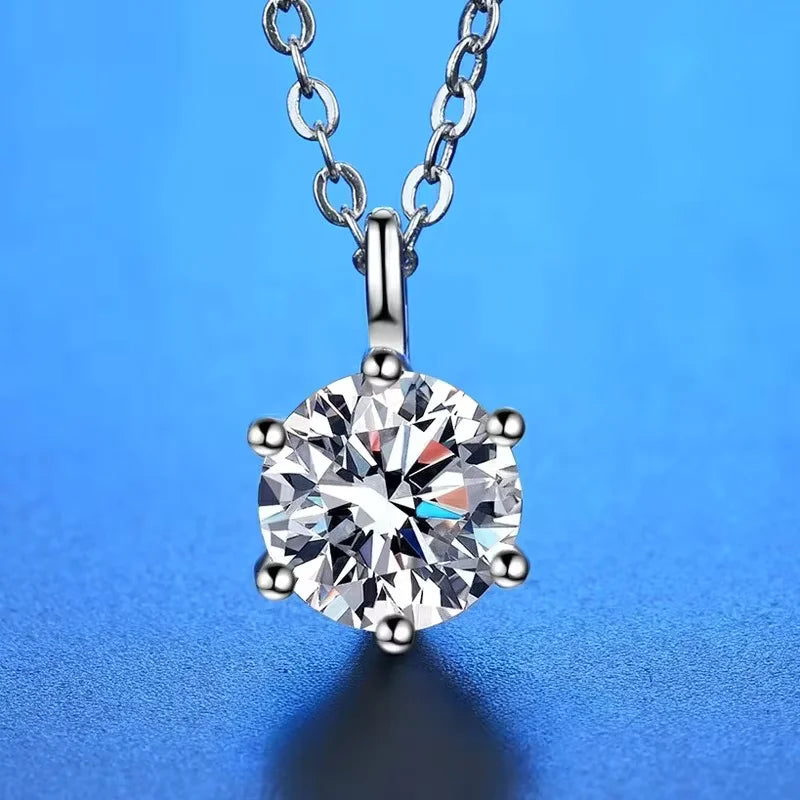 Moissanite Pendant Necklace With Sterling Silver Chain For Women