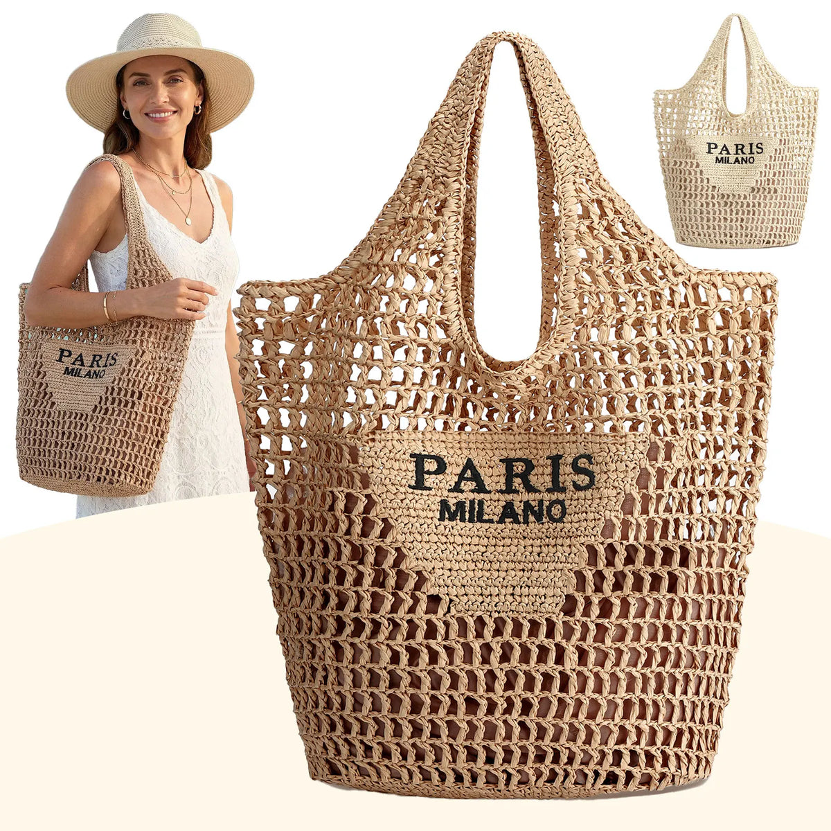 HATISAN Handmade Woven Beach Tote Shoulder Bag for Women
