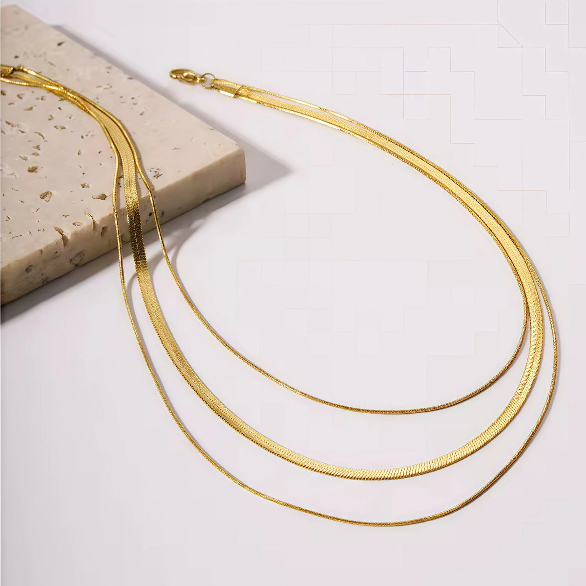 Gold Plated Stainless Steel Snake Chain Layering Necklace for Women