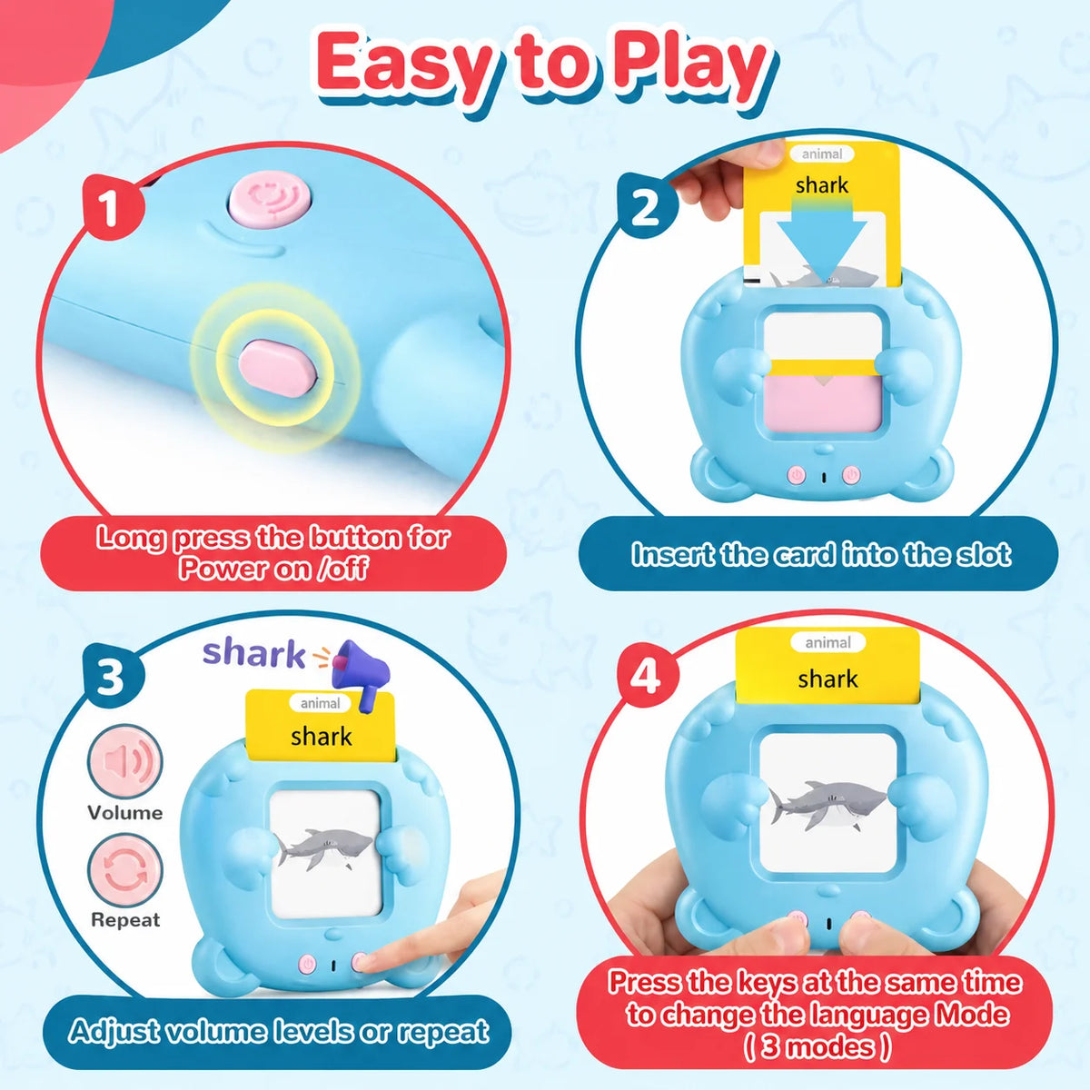 Talking Sight Words Flash Cards Educational Speech Therapy Learning Toy