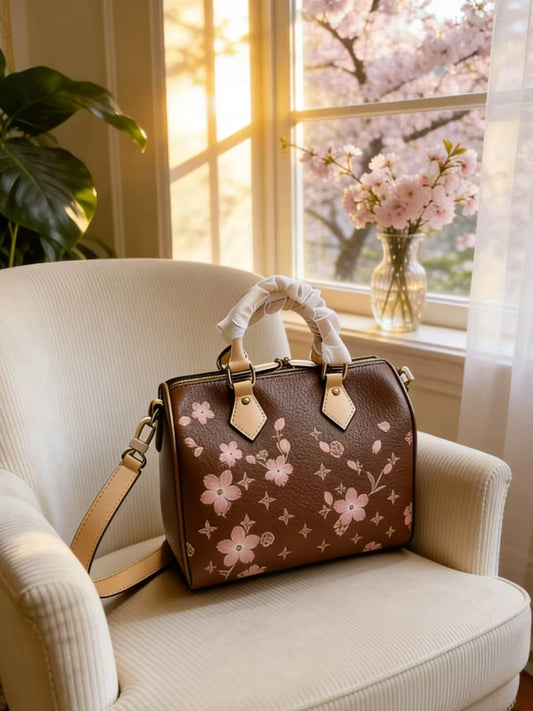 Women's Shoulder Bag 2026 Spring New Sweet Floral Pattern High Quality Canvas Handbag (Size: 25-18cm) BA3