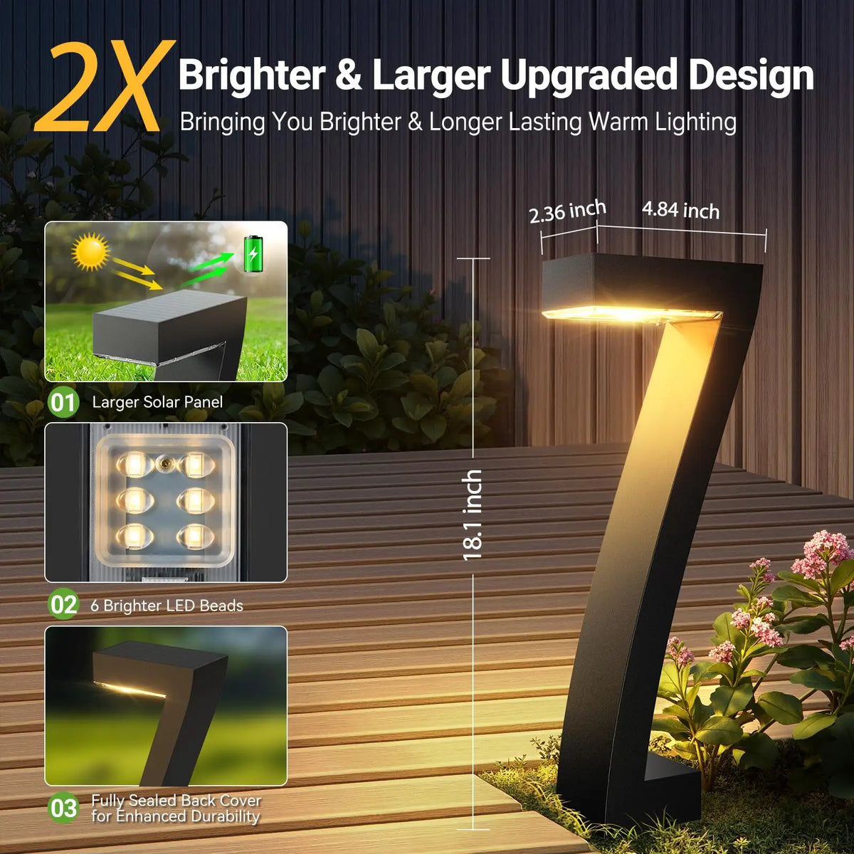 Bright LED Solar Pathway Lights for Garden Yard and Driveway