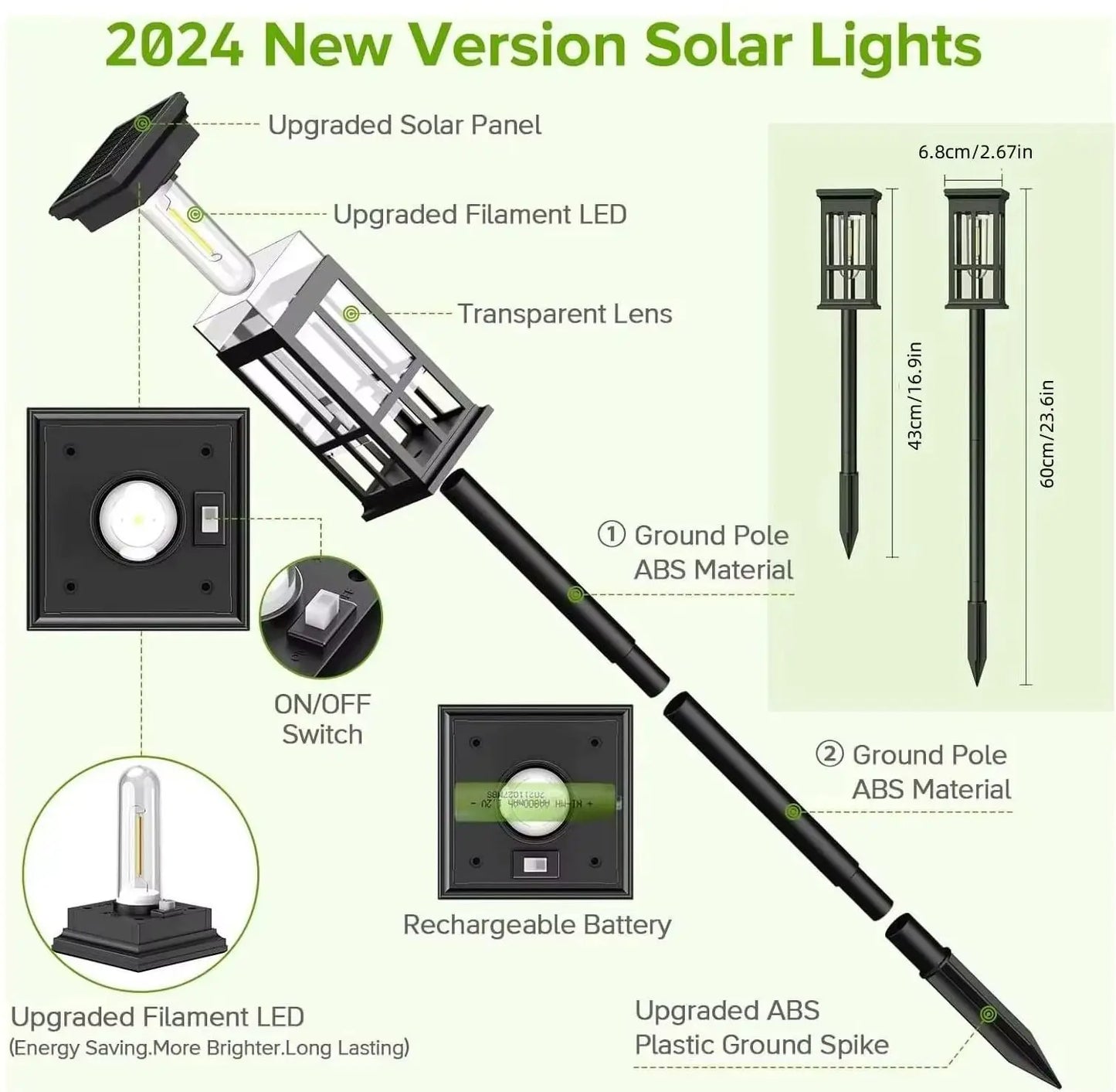 Solar Pathway Light Outdoor LED Landscape Lamp IP65 Waterproof