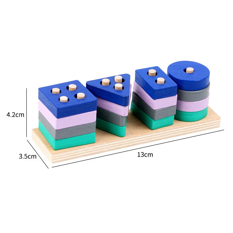 Montessori Toy Wooden Building Blocks Early Learning Educational Toys Color Shape Match Kids Puzzle Toys For Children Boys Girls