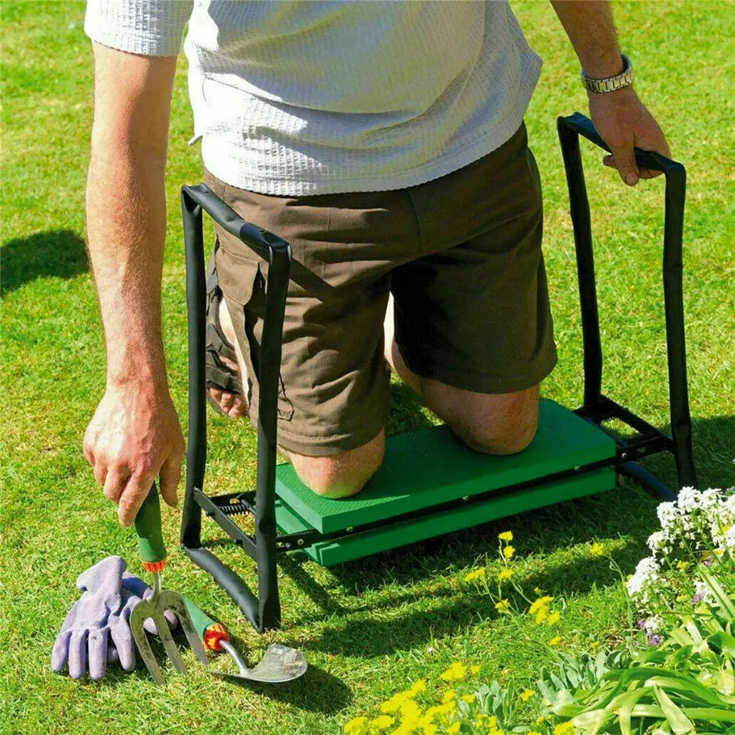 Heavy Duty Foldable Garden Kneeler Seat With Tool Pouch