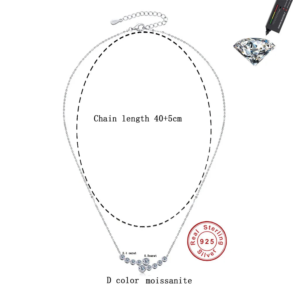 CBTB Moissanite Symmetrical Pendant Necklace in Sterling Silver