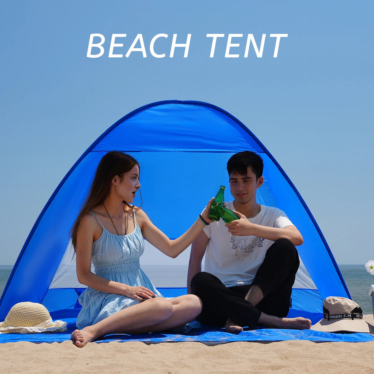 Automatic Beach Camping Tent With UPF 50 Sun Protection Shelter
