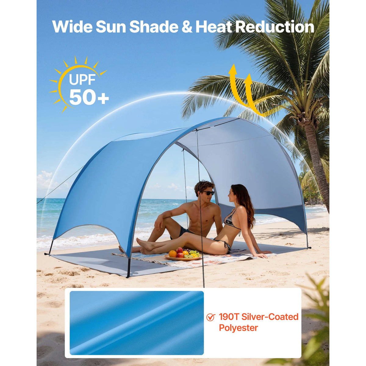 SucceBuy UPF 50 Beach Tent Sun Shelter for Outdoor Camping