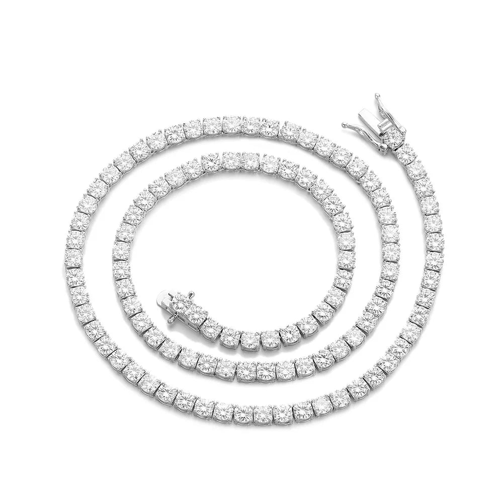 LYEE CYEE Sterling Silver VVS Moissanite Tennis Chain Necklace