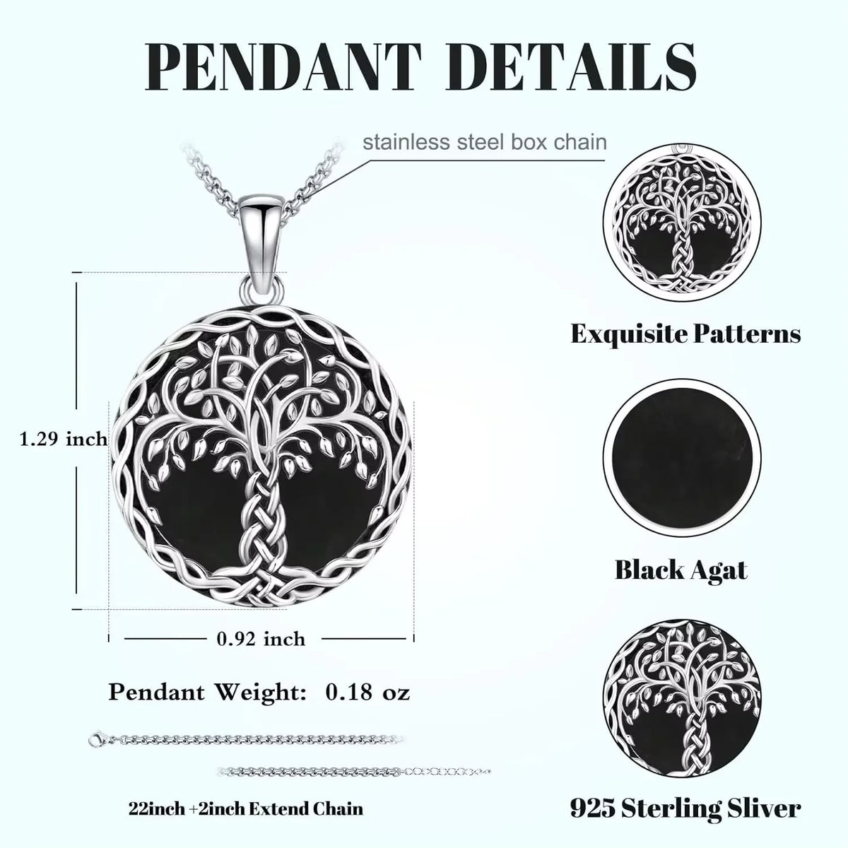 DRINSPER Sterling Silver Tree Of Life Celtic Knot Pendant Necklace