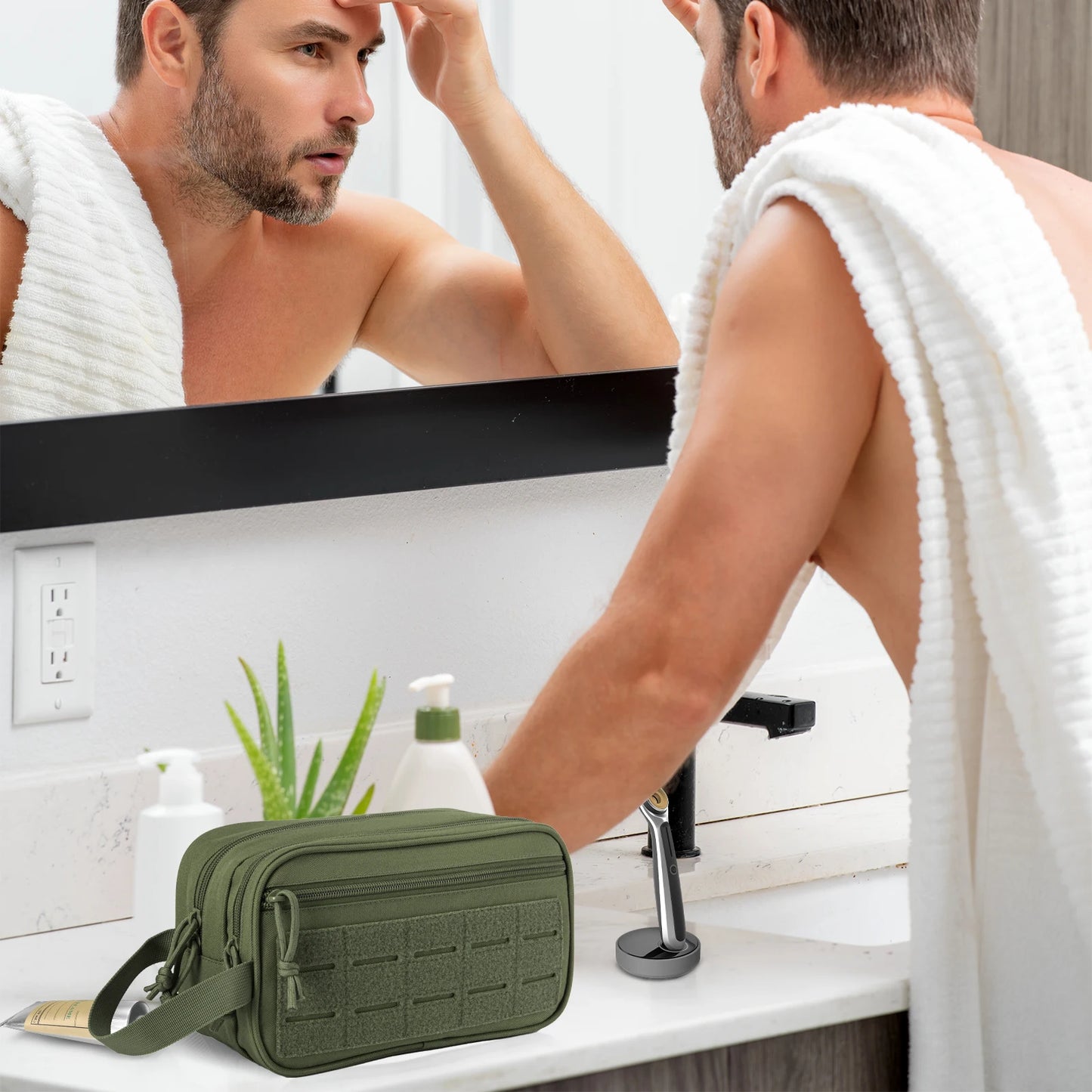 Tactical Toiletry Bag For Men Hygiene Bag Mens Shaving Kit Travel shower Bag Waist BackpackTool Molle Pouches Small Dopp Kit