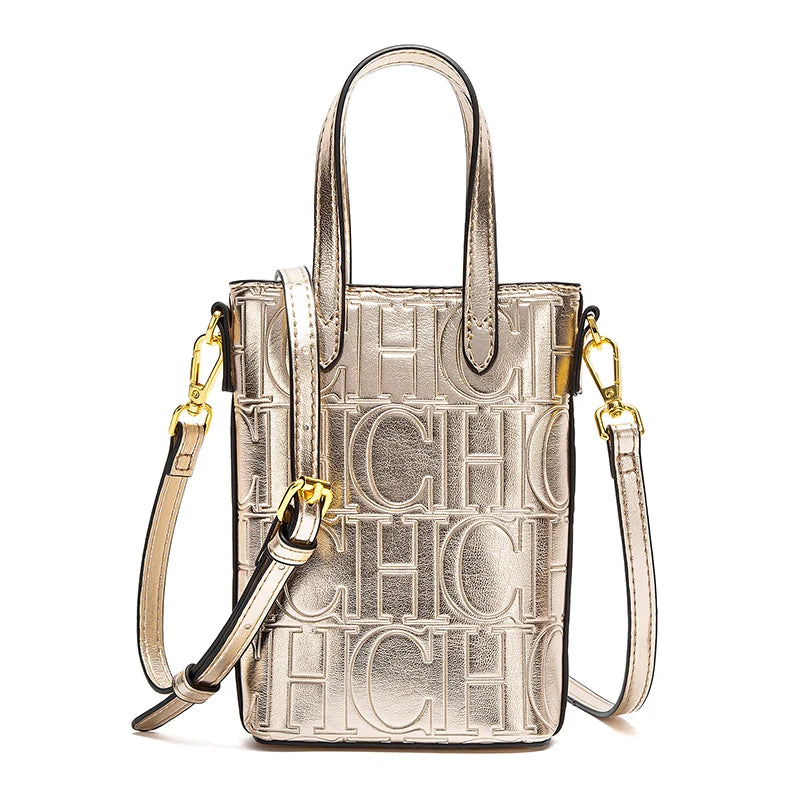 CHCH Women's Phone Bag 2025 New Black Simple Texture Women's Crossbody Bag Wallet