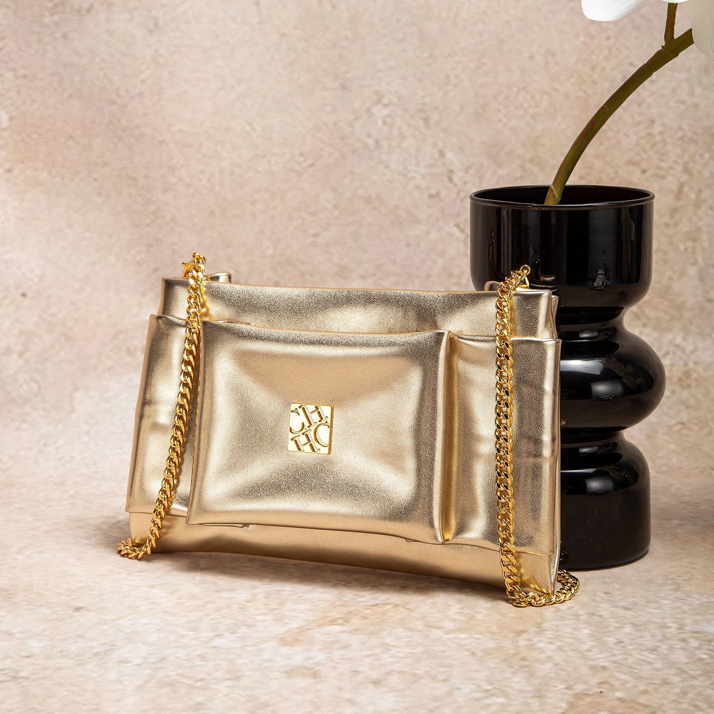 CHCH Women's Shoulder Bag New Simple Black Detachable Dual purpose Chain Bag Business Wallet