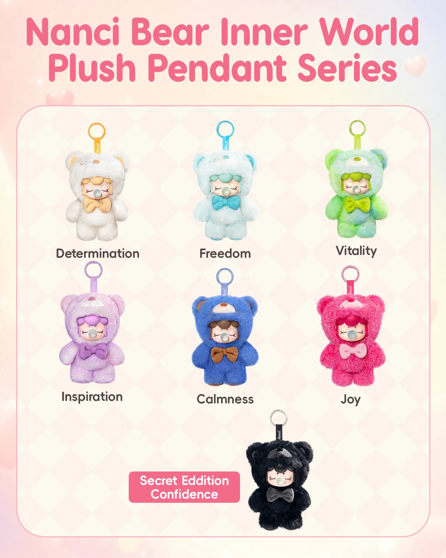 Rolife Nanci Blind Box Nanci Bear Inner World Plush Pendant Action Figure Surprise Box Plush Doll Keychain Toys for Bag Decor Gift for Adults Friends