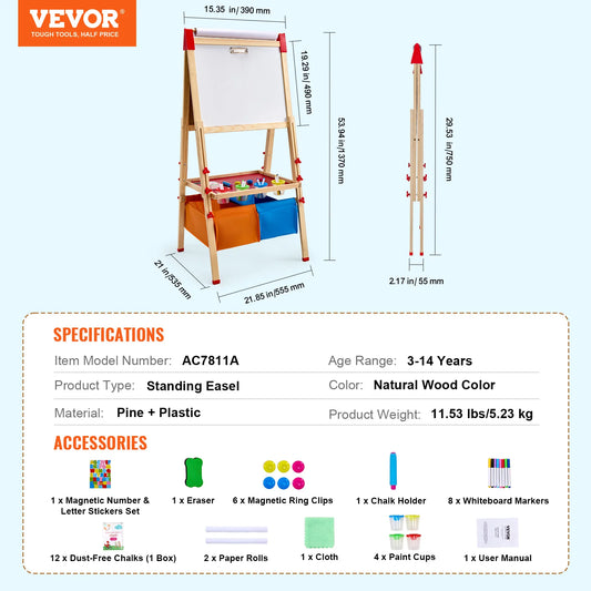 SucceBuy Children Magnetic Drawing Board And Standing Art Easel