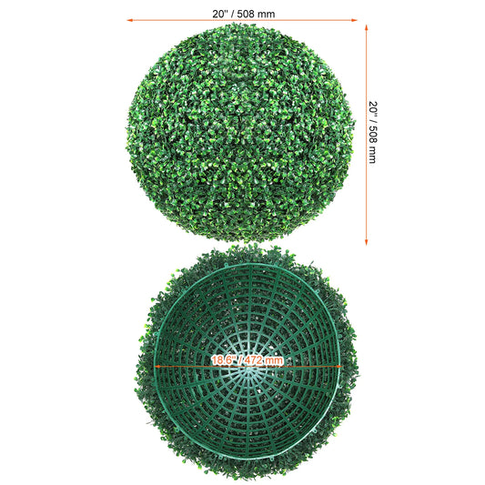 SucceBuy Artificial Topiaries Boxwood Trees 16/20" Tall 2Pcs Ball-Shape Topiaries Plant All-year Green Feaux Plant Decorative