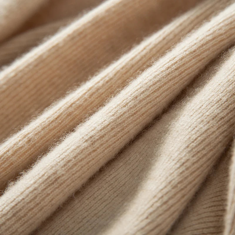 100% Cashmere Sweater Women's Knitted Pullover Sweater High Neck Solid Color Slim Fit Soft Cashmere Basic Women's Sweater