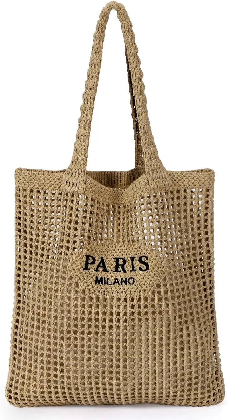 HATISAN Crochet Mesh Tote Bag for Beach and Everyday Travel
