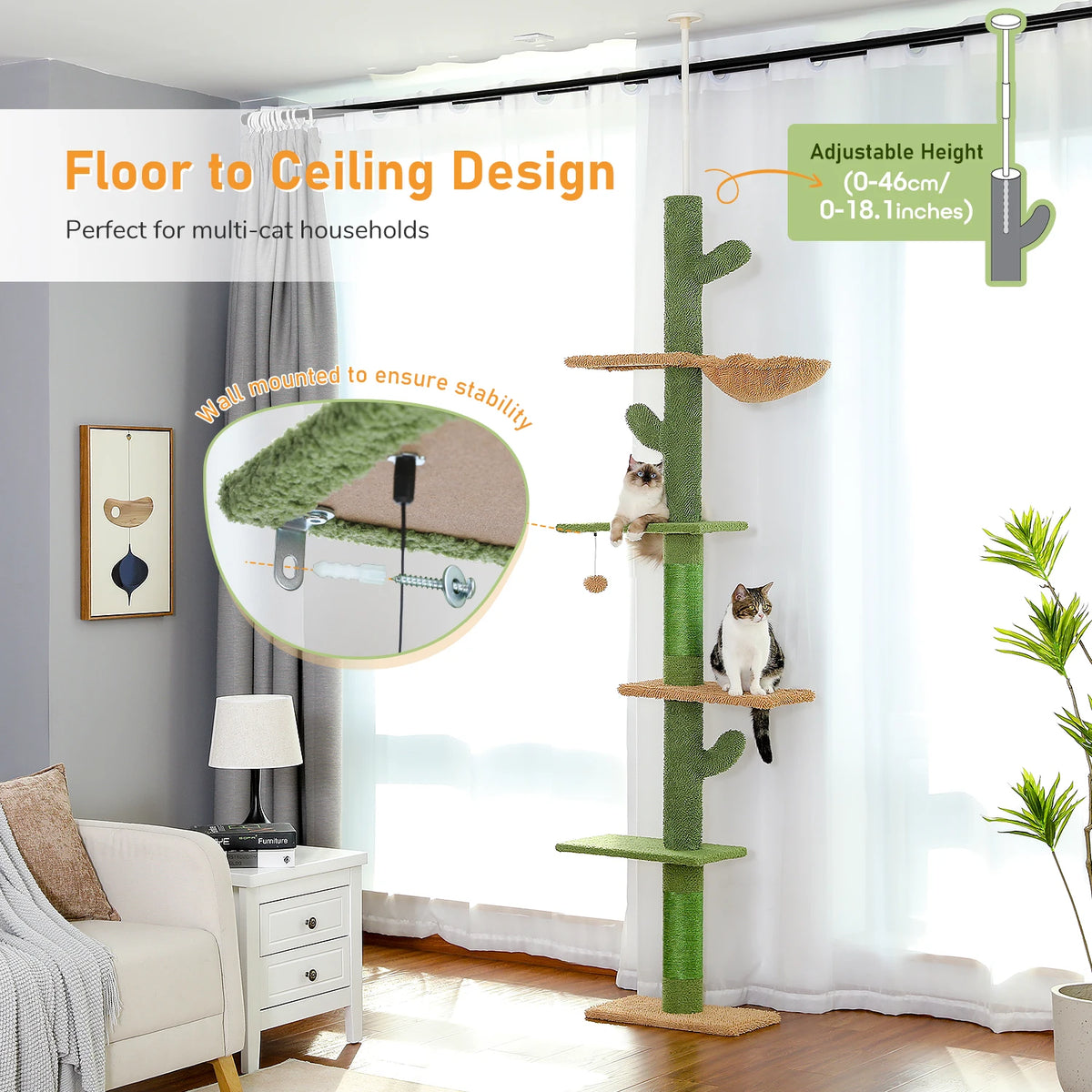 PAWZ Road Indoor Cat Tree Tower With Hammock And Scratcher