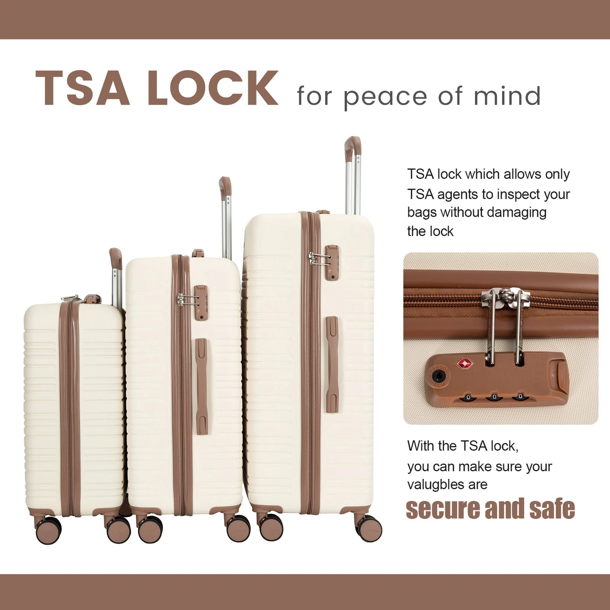Travelhouse Spinner Luggage Set With Hard Shell And TSA Lock