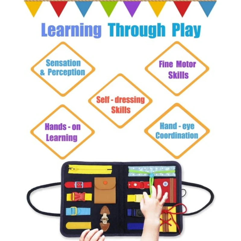 Busy Board Sensory Play Board Montessori Leaning Toys For Toddlers Foldable Sensory Toy Toddler Activity Board-Educational Learn