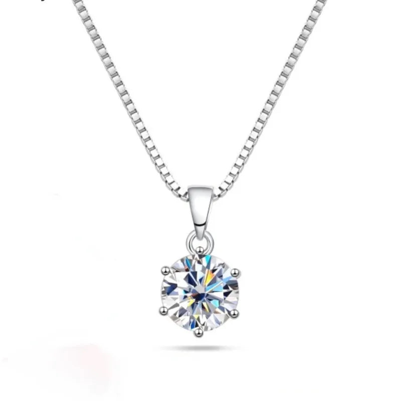 Genuine Moissanite Pendant Necklace For Women In 925 Sterling Silver
