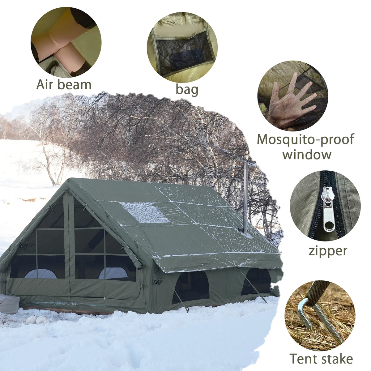 PAKICETUS All Season Inflatable Camping Tent With Manual Hand Pump