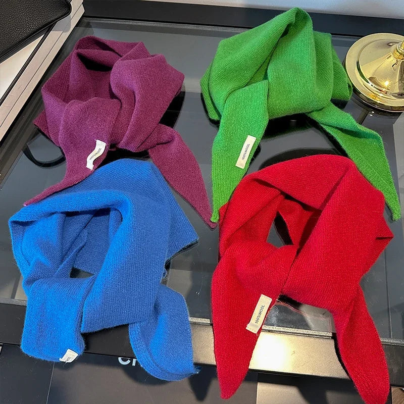 Hundred Percent Wool British Korean Triangular Scarf Women Knit Shawl