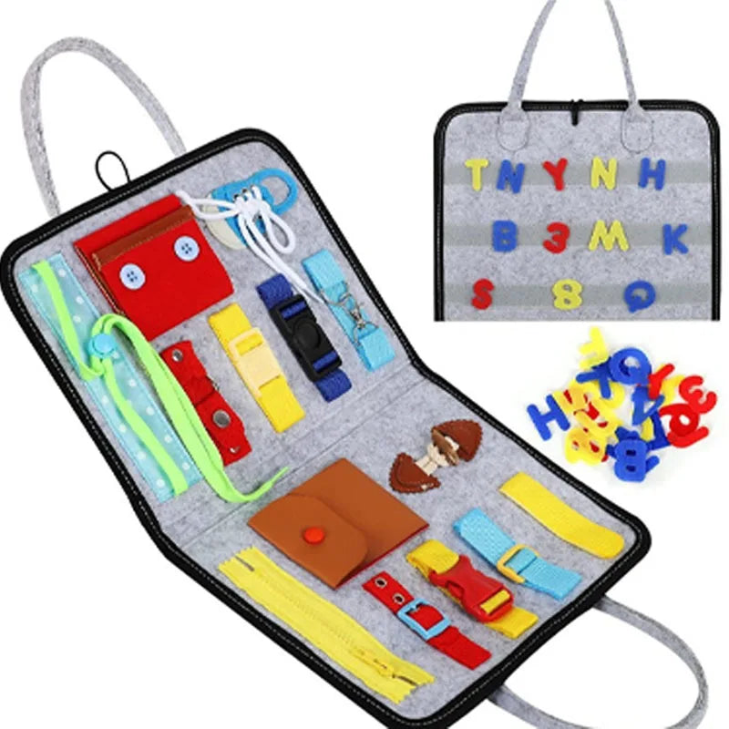 Busy Board Sensory Play Board Montessori Leaning Toys For Toddlers Foldable Sensory Toy Toddler Activity Board-Educational Learn