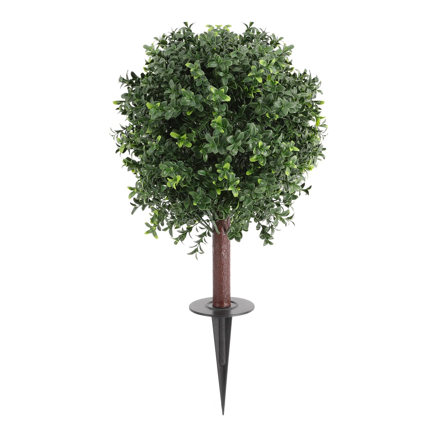 Artificial Boxwood Topiary Trees Set Of 4 Outdoor Faux Plants With Ground Spikes