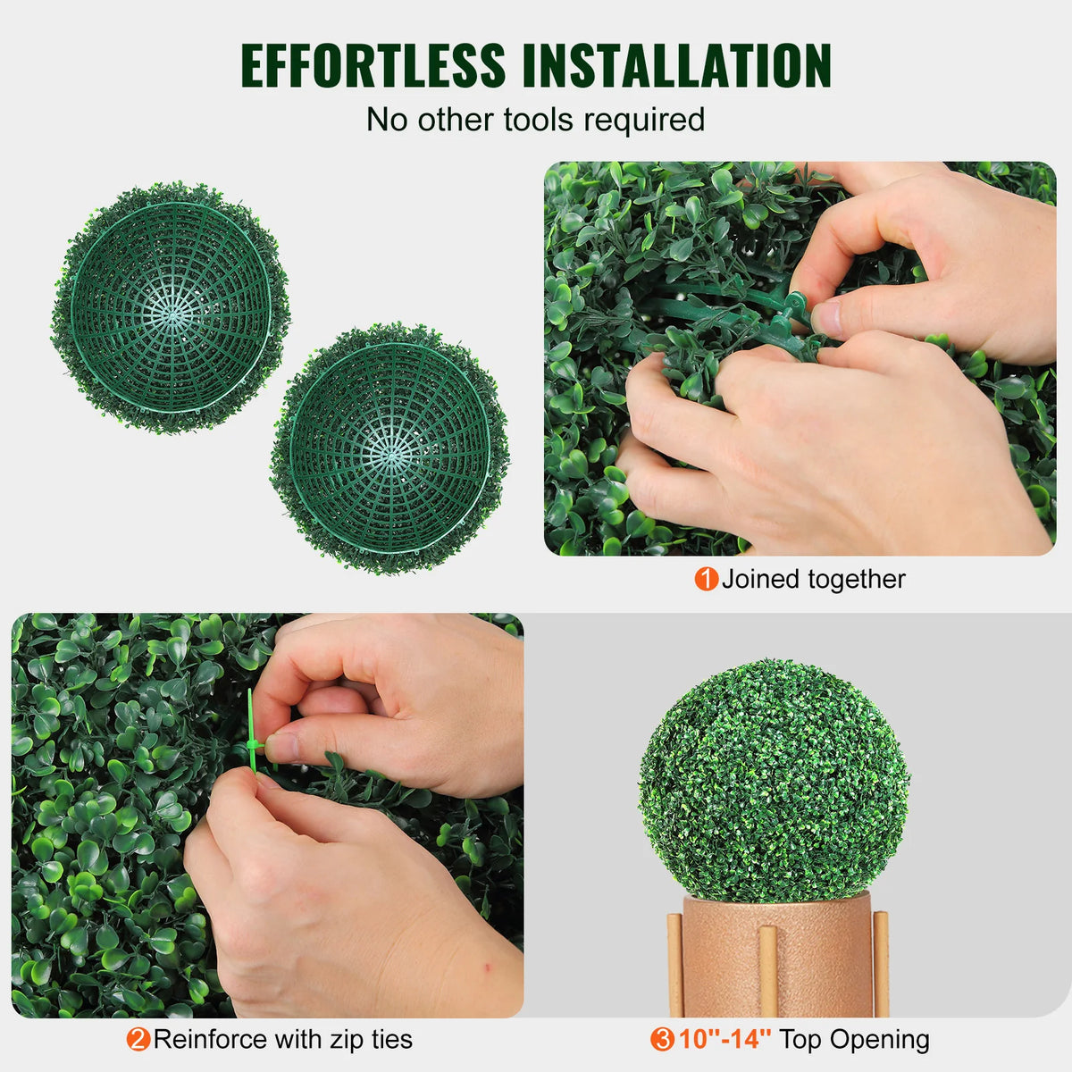 SucceBuy Artificial Topiaries Boxwood Trees 16/20" Tall 2Pcs Ball-Shape Topiaries Plant All-year Green Feaux Plant Decorative