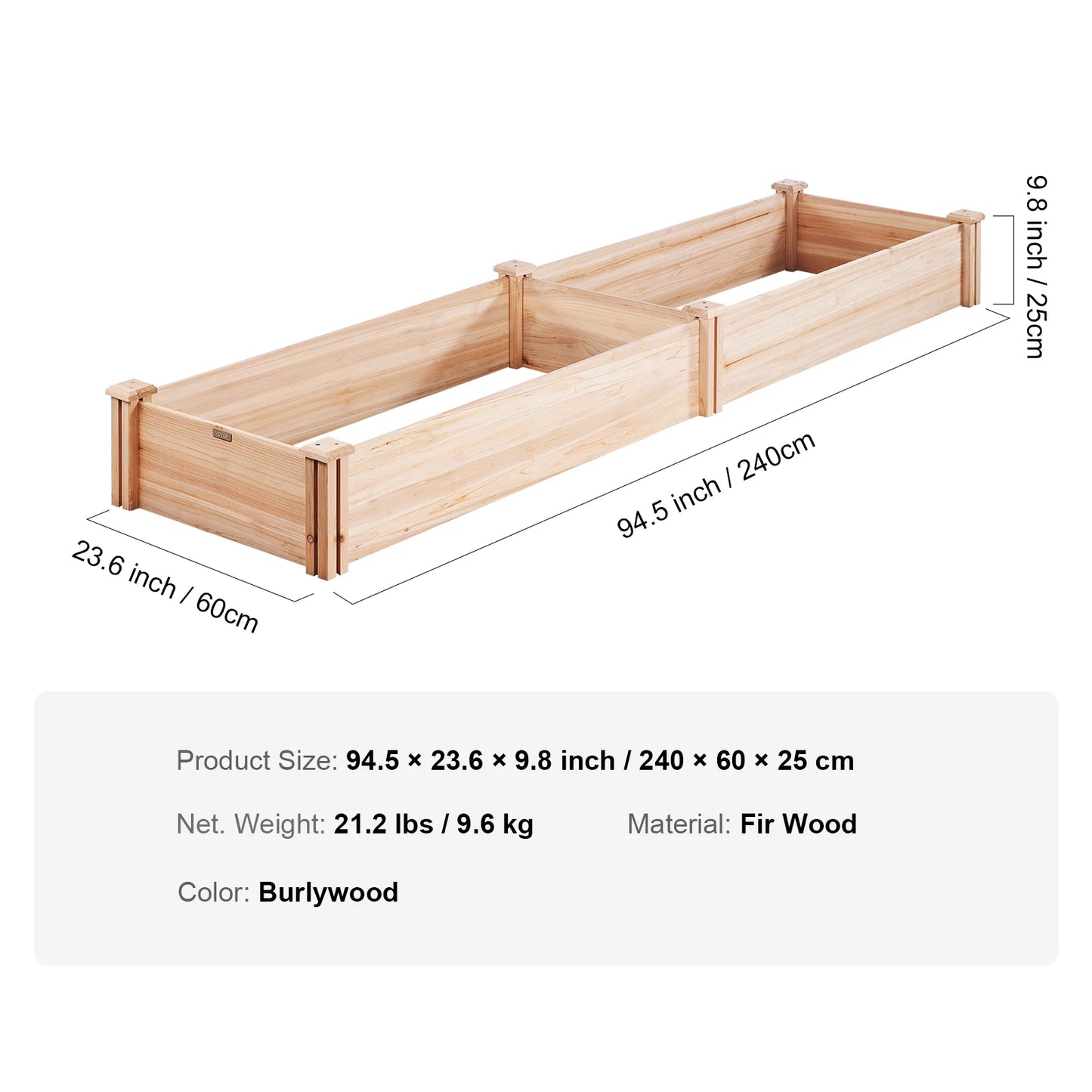 SucceBuy Wooden Raised Garden Bed Planter Box Elevated/Floor w/ Whole Kit and Drainage System for Planting Flower Vegetable Herb