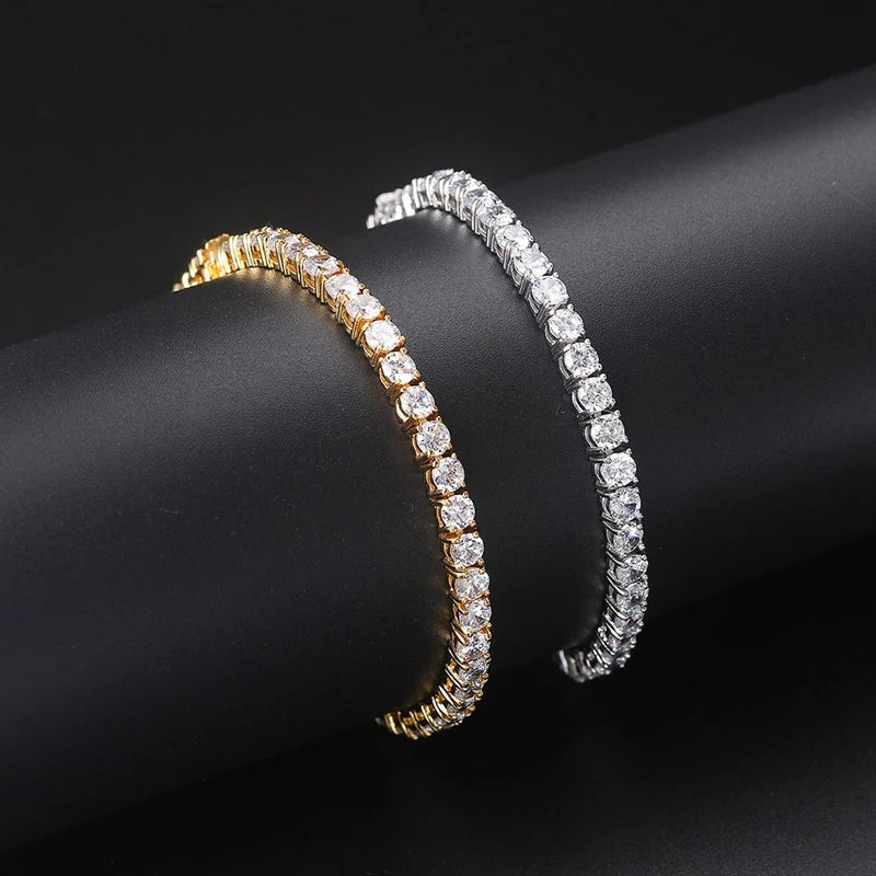 OXTAO Luxury Moissanite Tennis Bracelet 3mm D VVS1 with Certified For Women Men Jewelry Hand Chain Bracelet 14K Gold Filled